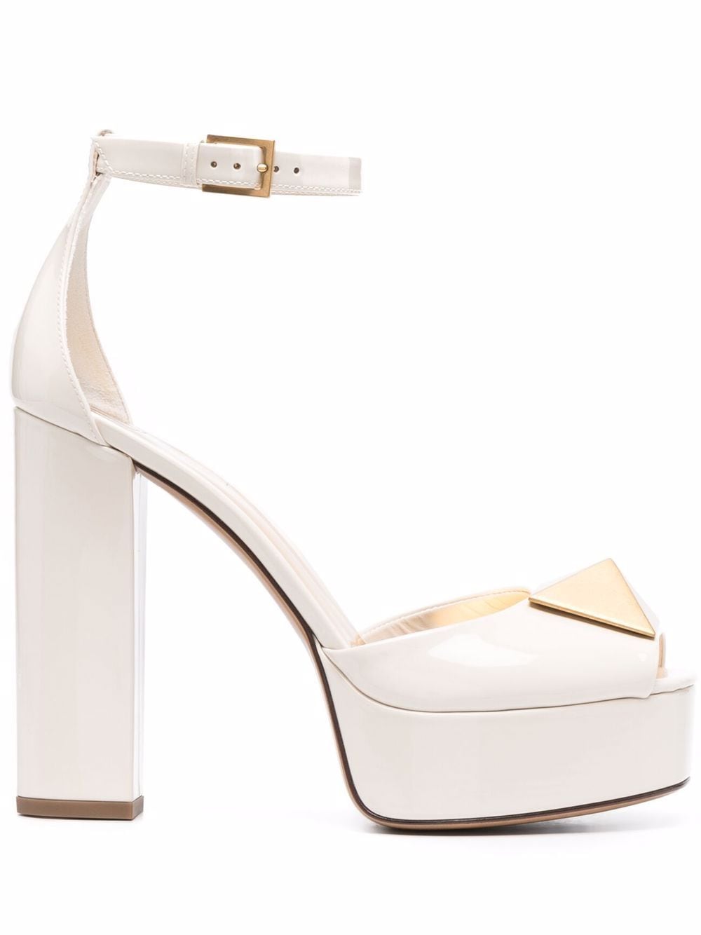 Valentino Garavani One Stud patent leather platform sandals - Neutrals von Valentino Garavani