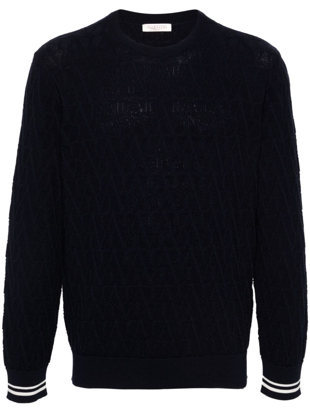 Valentino Garavani Optical Valentino-jacquard cotton jumper - Blue von Valentino Garavani