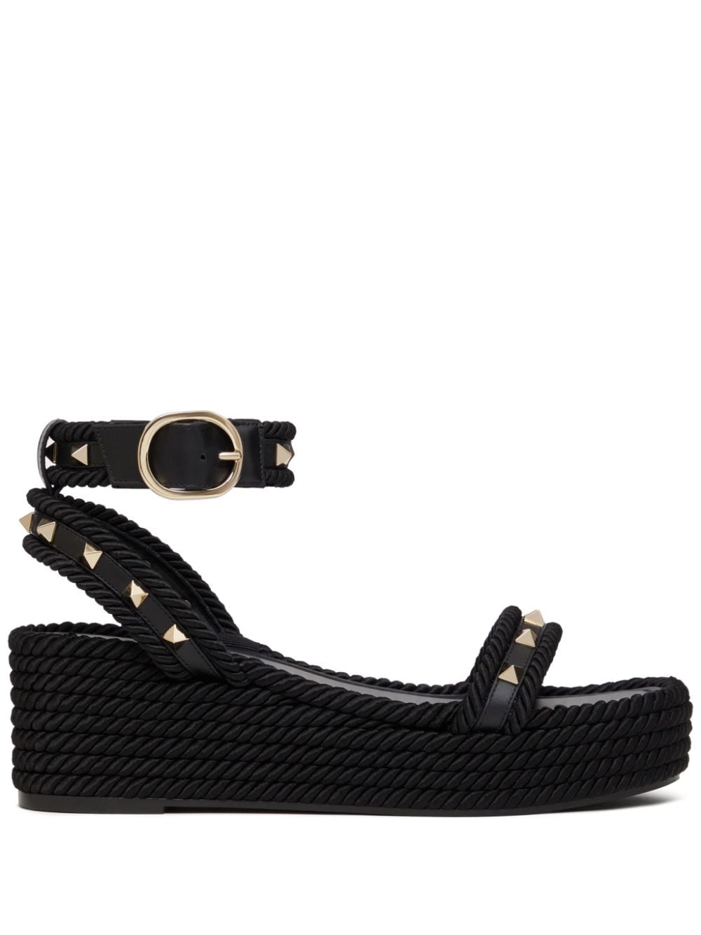 Valentino Garavani Rockstud 45mm wedge sandals - Black von Valentino Garavani