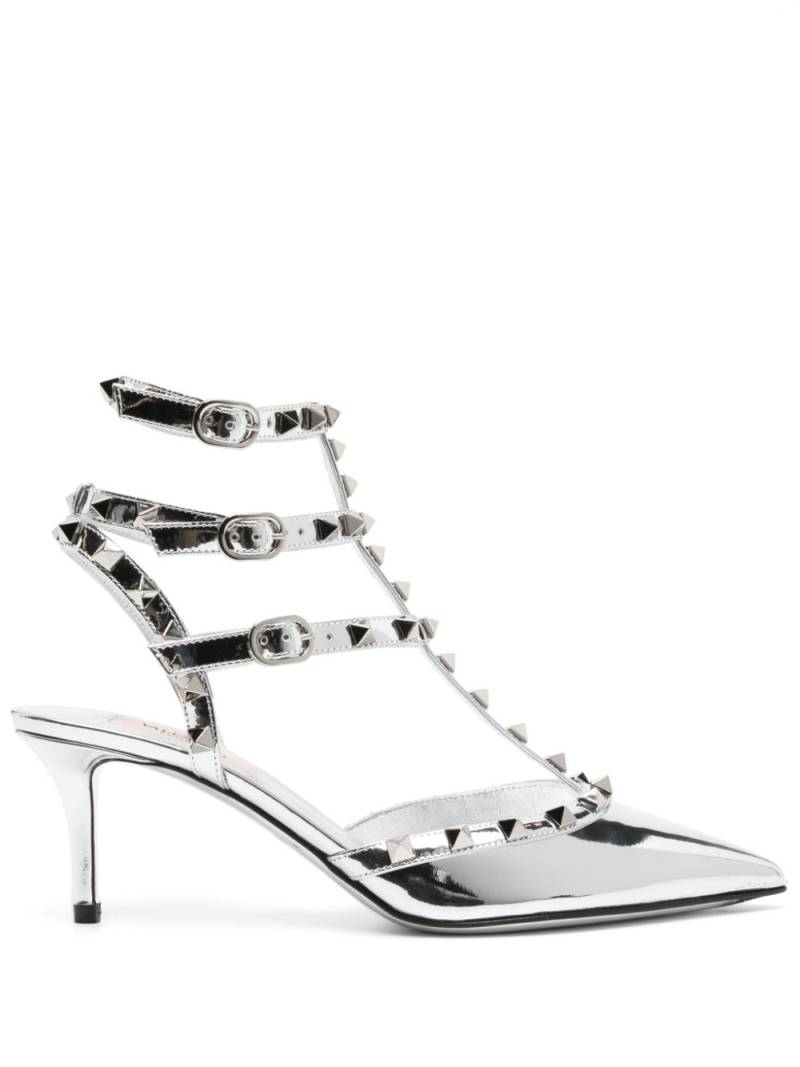 Valentino Garavani Rockstud 70mm mirrored-leather pumps - Silver von Valentino Garavani