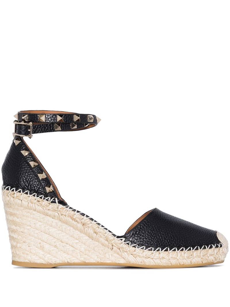 Valentino Garavani Rockstud 85mm wedge espadrilles - Black von Valentino Garavani