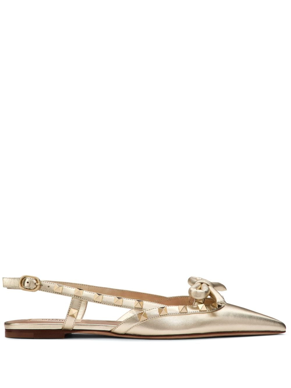 Valentino Garavani Rockstud Bow slingback ballerinas - Gold von Valentino Garavani