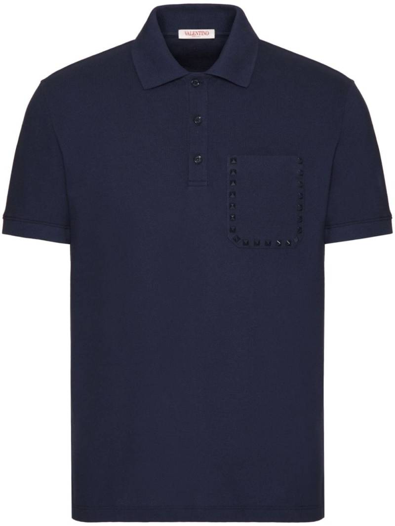 Valentino Garavani Rockstud Untitled piqué polo shirt - Blue von Valentino Garavani