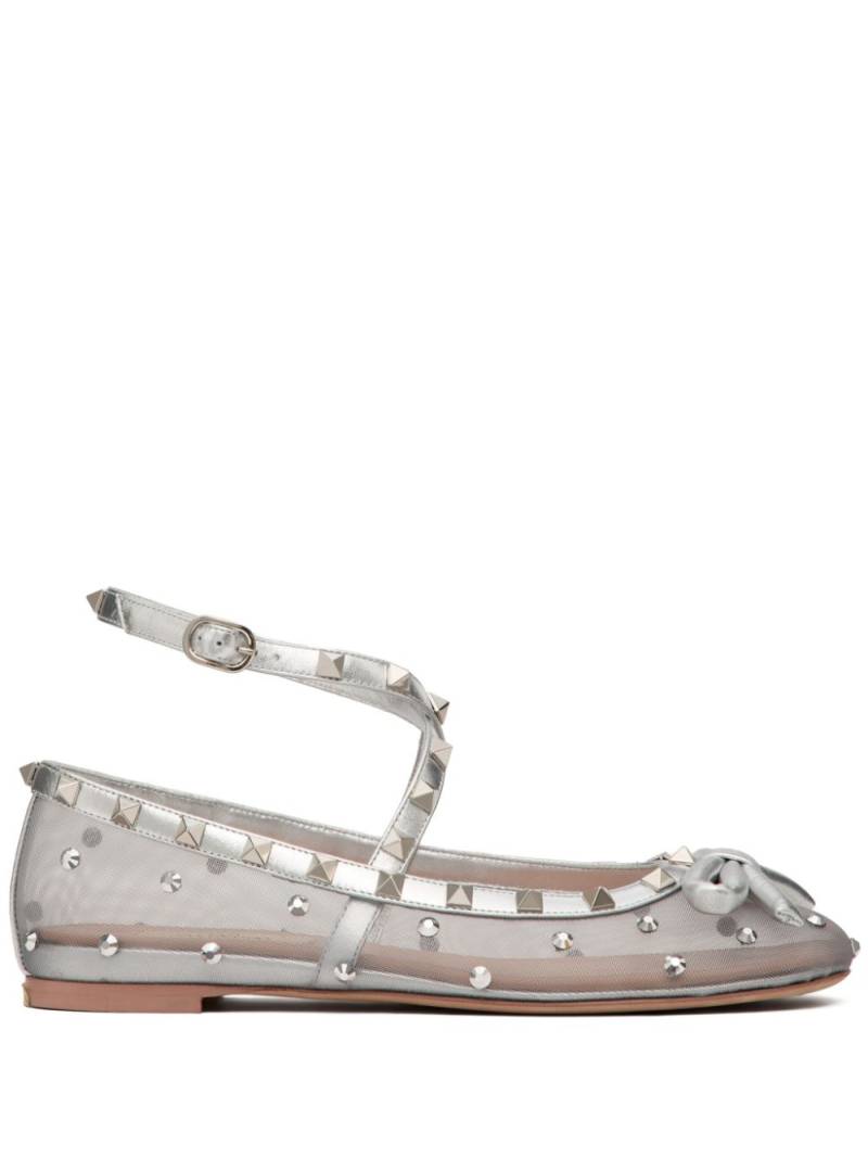 Valentino Garavani Rockstud ballerina shoes - Grey von Valentino Garavani