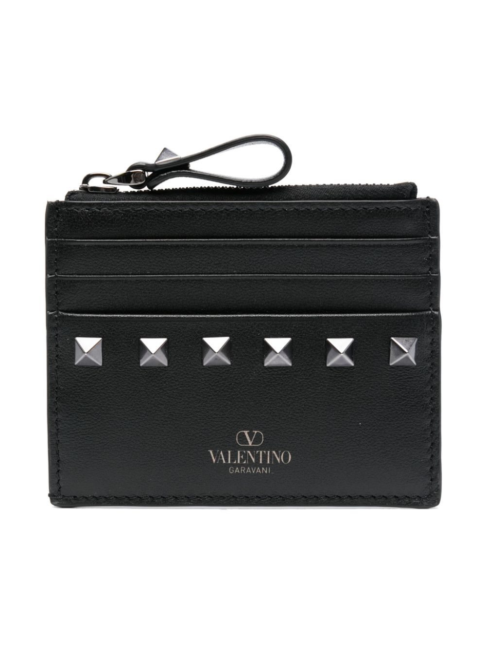 Valentino Garavani Rockstud-detailing leather card holder - Black von Valentino Garavani