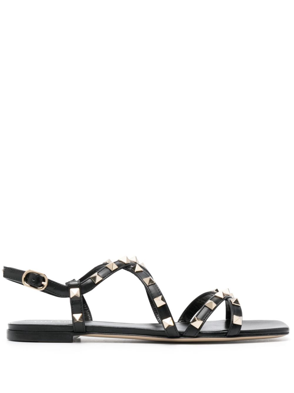 Valentino Garavani Rockstud-embellished flat leather sandals - Black von Valentino Garavani