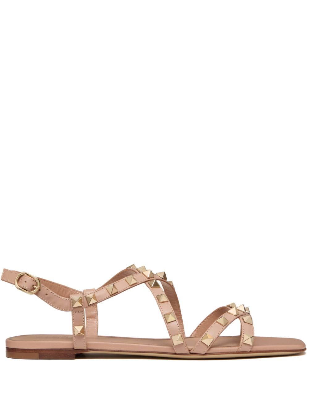 Valentino Garavani Rockstud-embellished flat leather sandals - Neutrals von Valentino Garavani