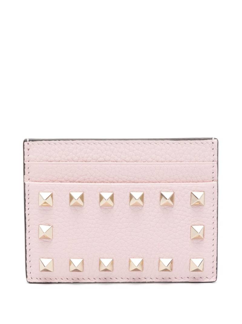 Valentino Garavani Rockstud grained-leather cardholder - Pink von Valentino Garavani