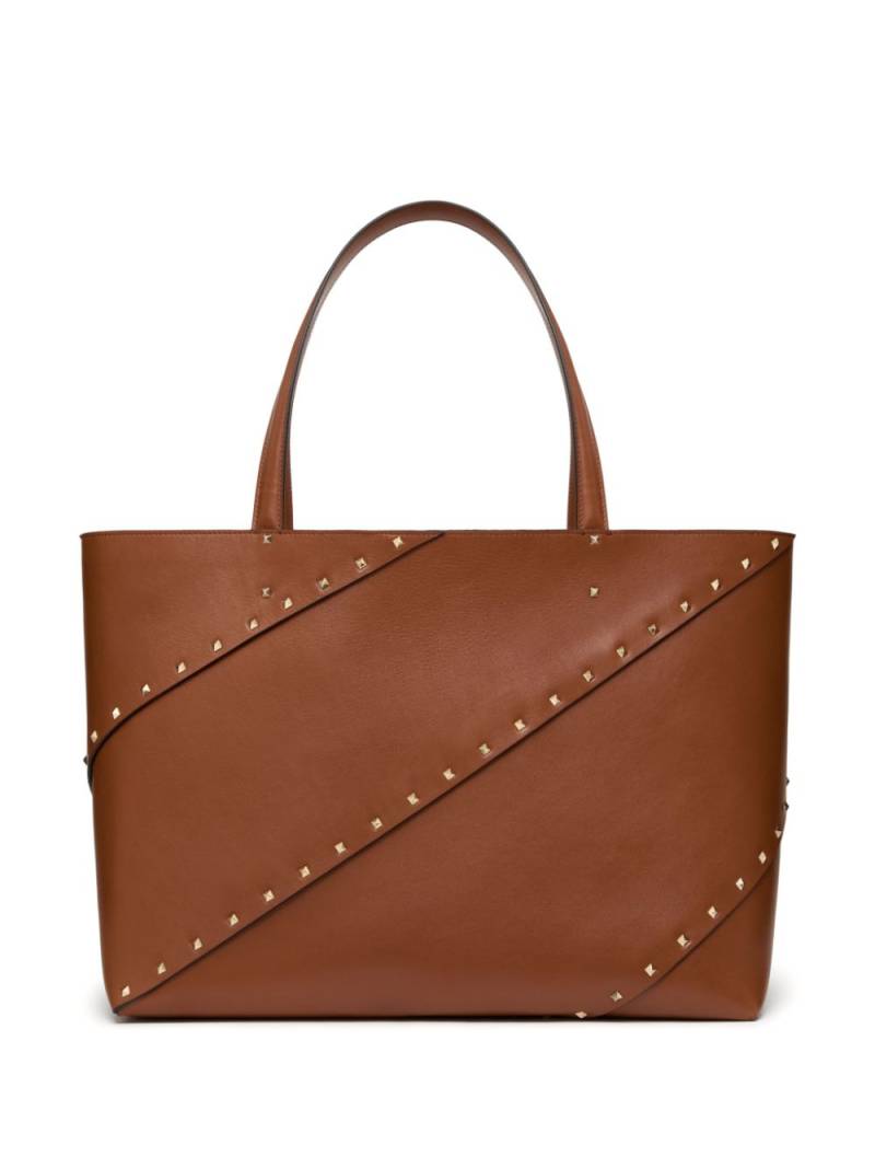 Valentino Garavani Rockstud leather tote bag - Brown von Valentino Garavani