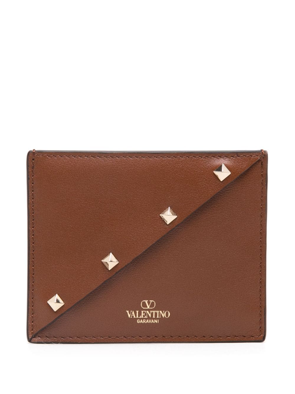 Valentino Garavani Rockstud leather wallet - Brown von Valentino Garavani