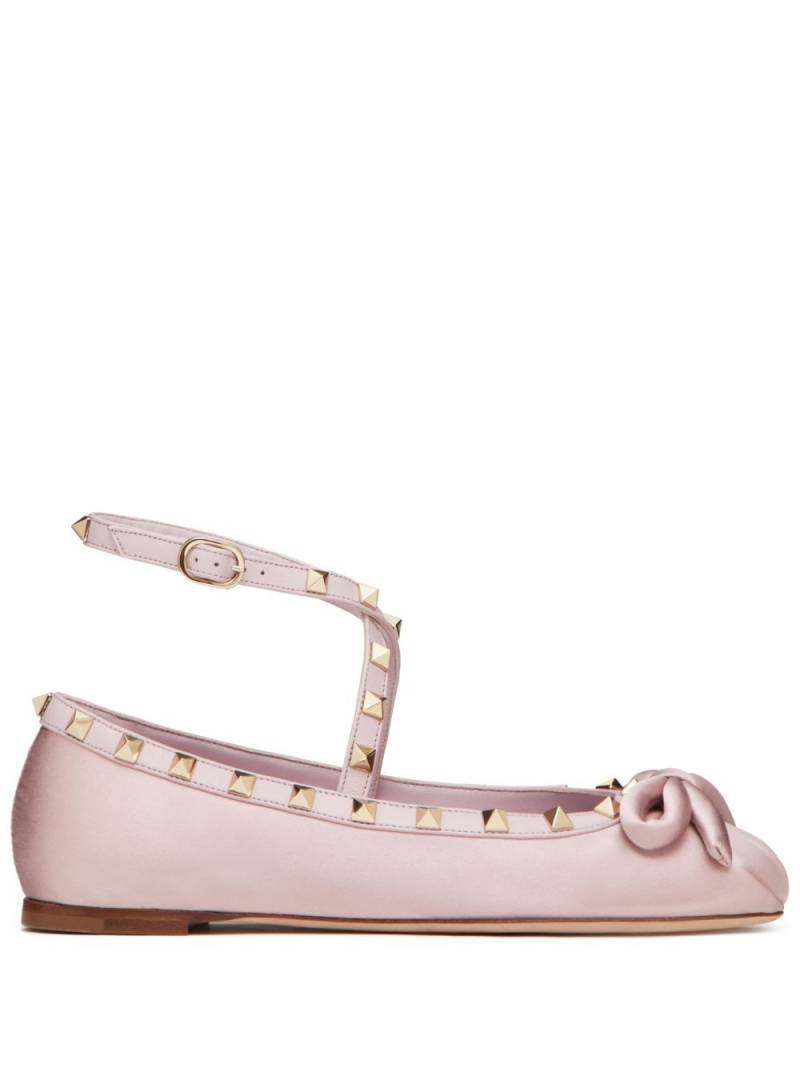 Valentino Garavani Rockstud satin ballerina shoes - Pink von Valentino Garavani