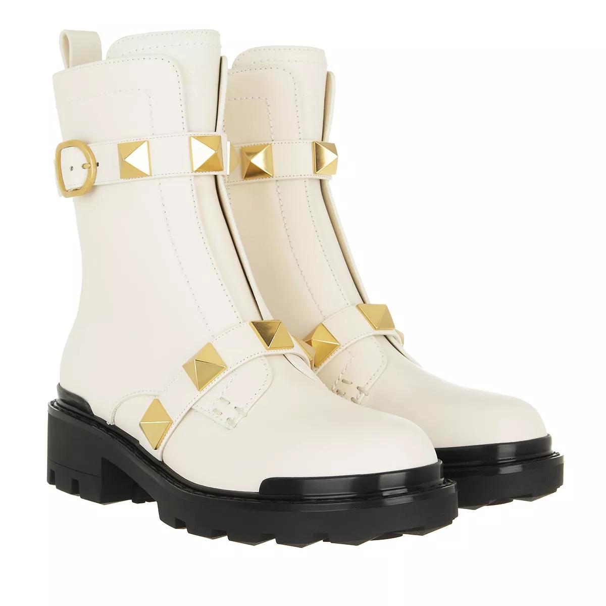 Valentino Garavani Boots & Stiefeletten - Roman Stud Boots Leather - Gr. 35 (EU) - in Creme - für Damen von Valentino Garavani