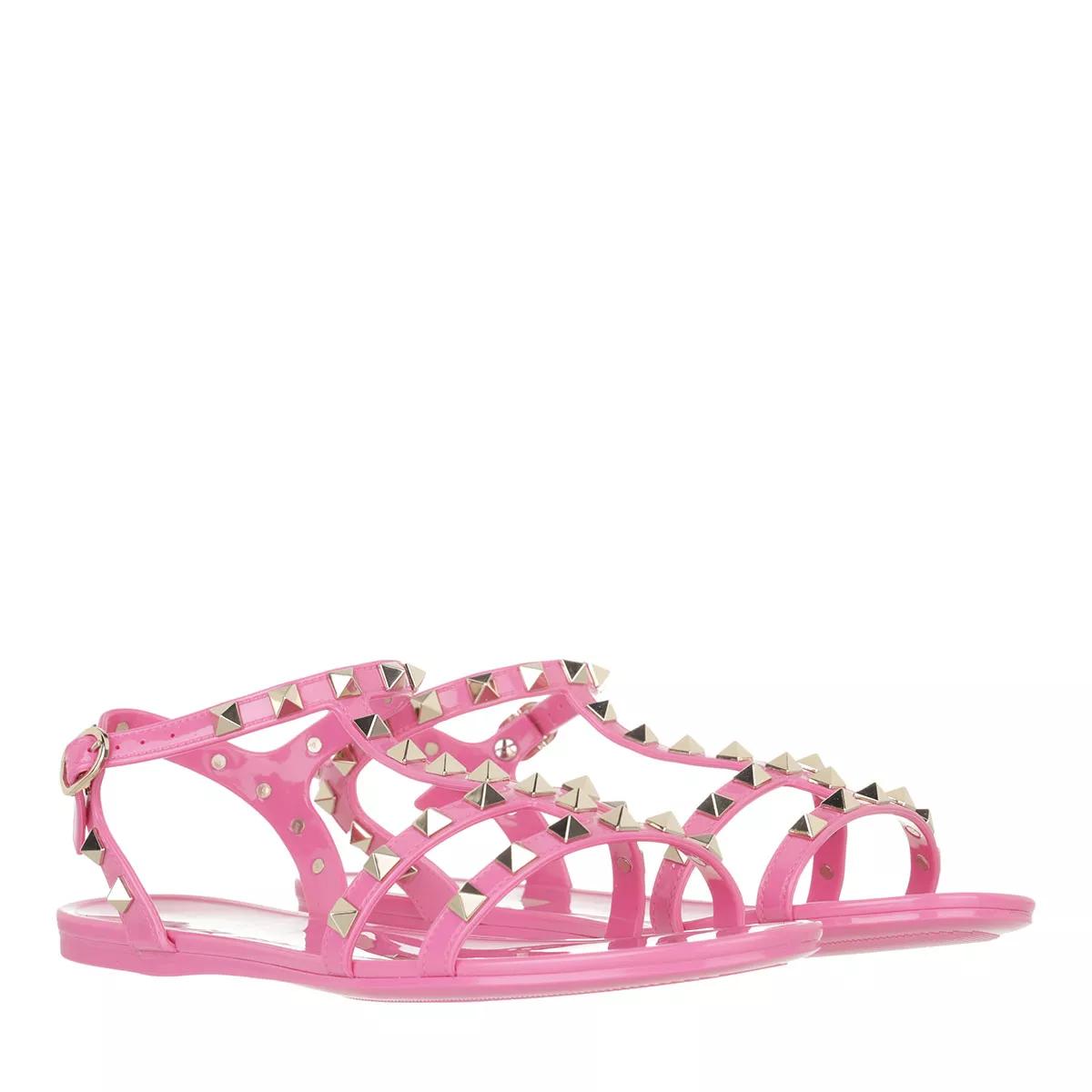 Valentino Garavani Sandalen - Rockstud Flat Sandals Rubber - Gr. 38 (EU) - in Rosa - für Damen von Valentino Garavani