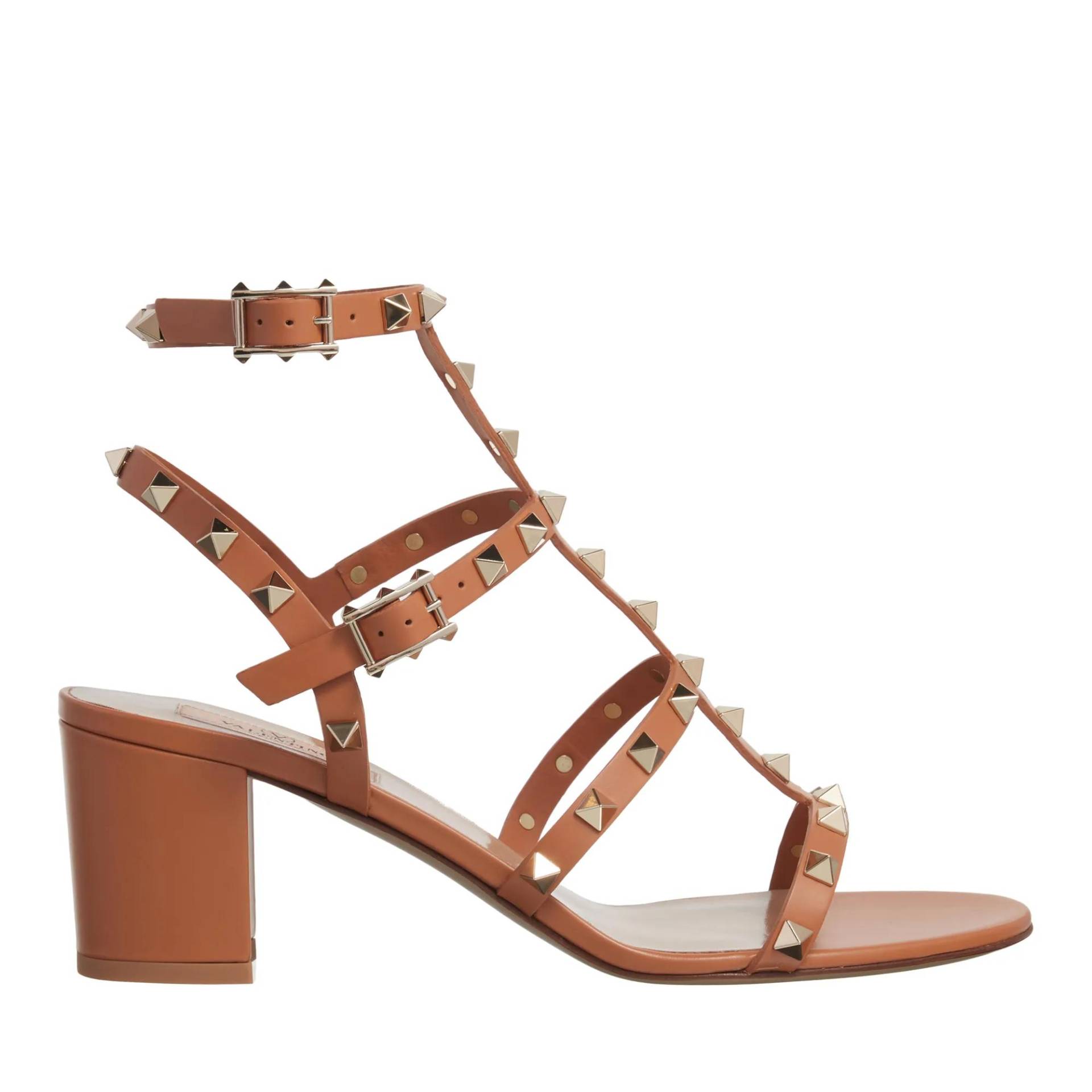 Valentino Garavani Sandalen - Rockstud Sandals - Gr. 37 (EU) - in Cognacbraun - für Damen von Valentino Garavani