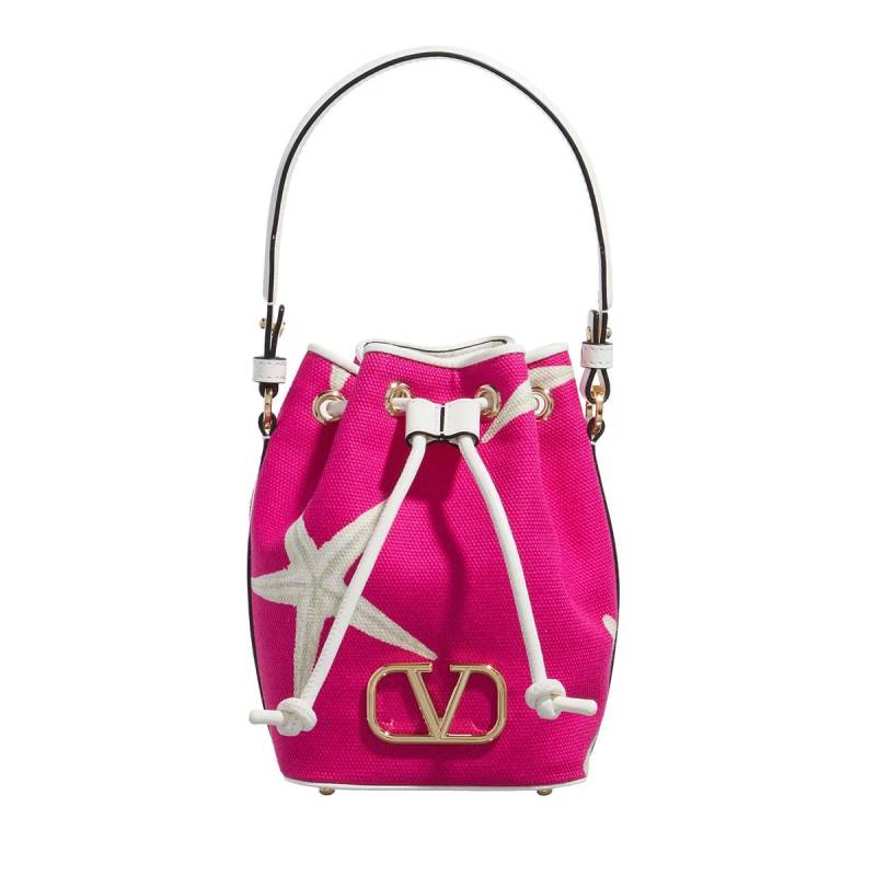 Valentino Garavani Schultertasche - Mini Drawstring Canvas - Gr. unisize - in Rosa - für Damen von Valentino Garavani