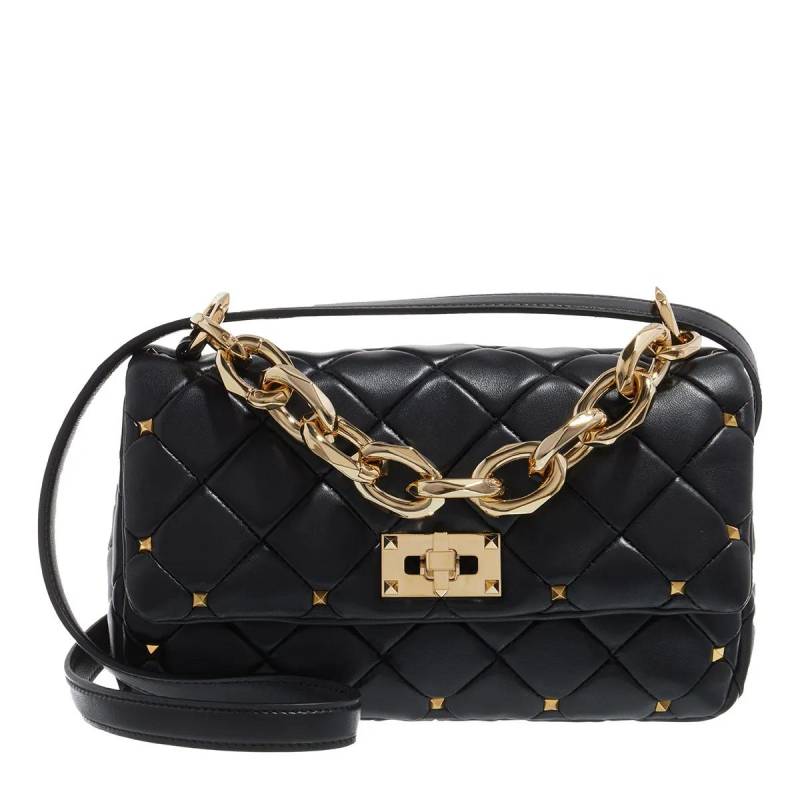 Valentino Garavani Schultertasche - Rockstud Spike Foldover Top Shoulder Bag - Gr. unisize - in Schwarz - für Damen von Valentino Garavani