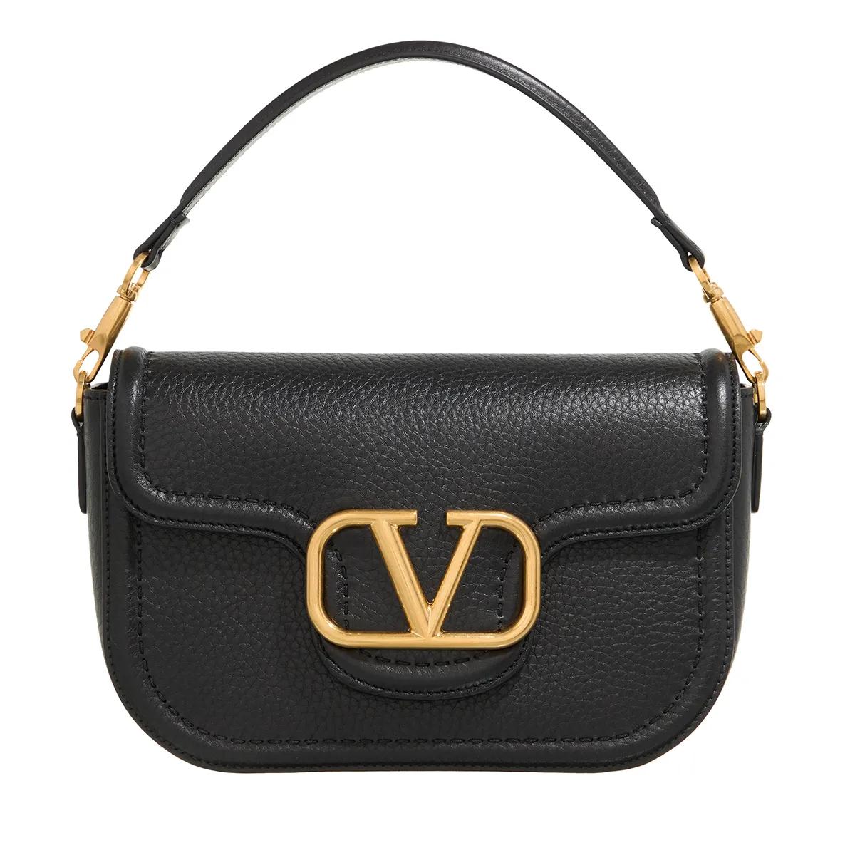 Valentino Garavani Schultertasche - Shoulder Bag Alltime Brass Logo - Gr. unisize - in Schwarz - für Damen von Valentino Garavani