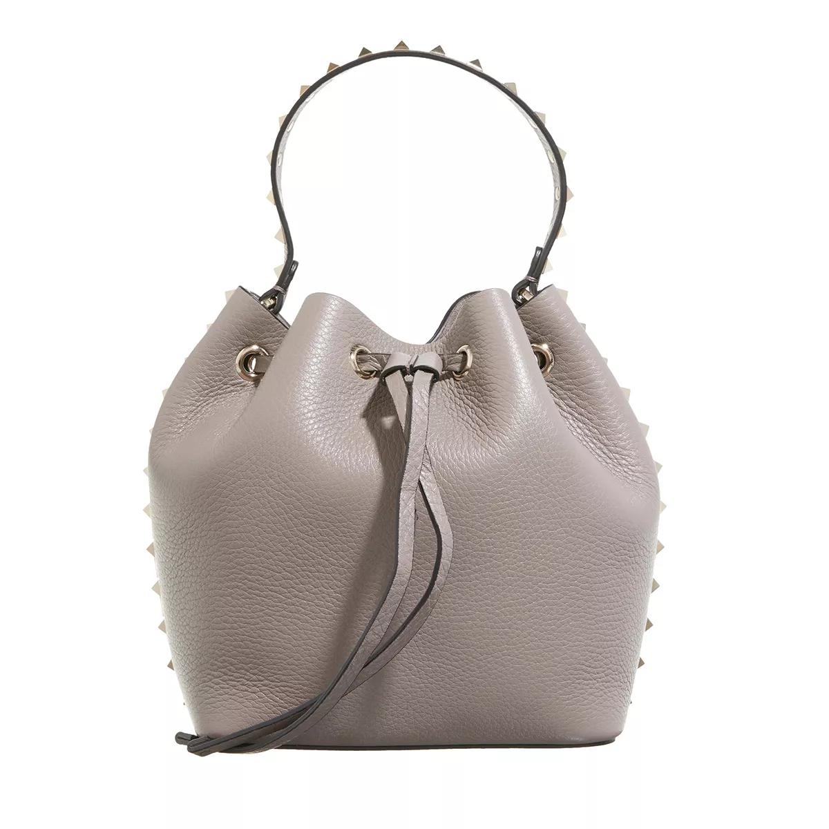 Valentino Garavani Schultertasche - Bucket Bag Rockstud - Gr. unisize - in Taupe - für Damen von Valentino Garavani