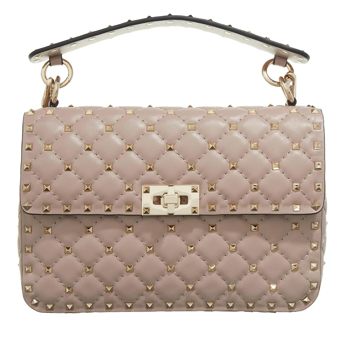 Valentino Garavani Umhängetasche - Medium Shoulder Bag Rockstud Spike - Gr. unisize - in Taupe - für Damen von Valentino Garavani