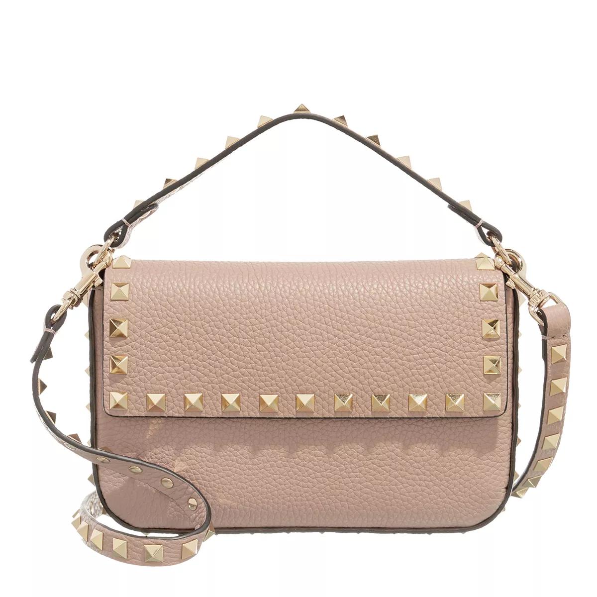 Valentino Garavani Umhängetasche - Mini Rockstud Crossbody Bag - Gr. unisize - in Taupe - für Damen von Valentino Garavani