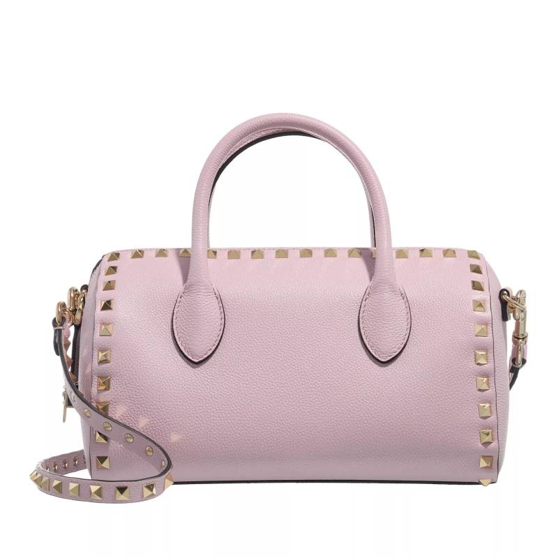 Valentino Garavani Umhängetasche - Rockstud Grainy Boston Leather Bag - Gr. unisize - in Rosa - für Damen von Valentino Garavani