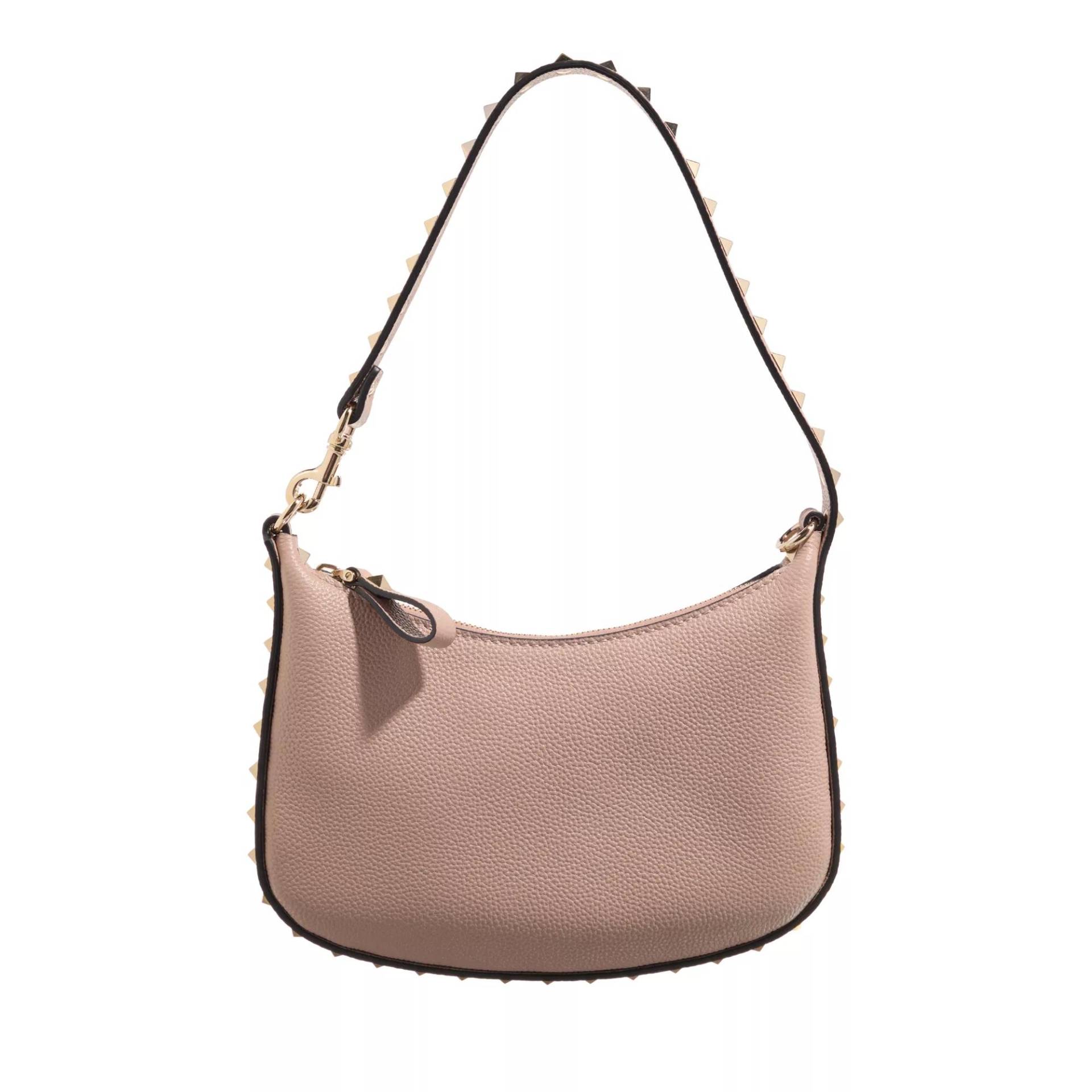 Valentino Garavani Schultertasche - Rockstud Mini Hobo Bag - Gr. unisize - in Taupe - für Damen von Valentino Garavani