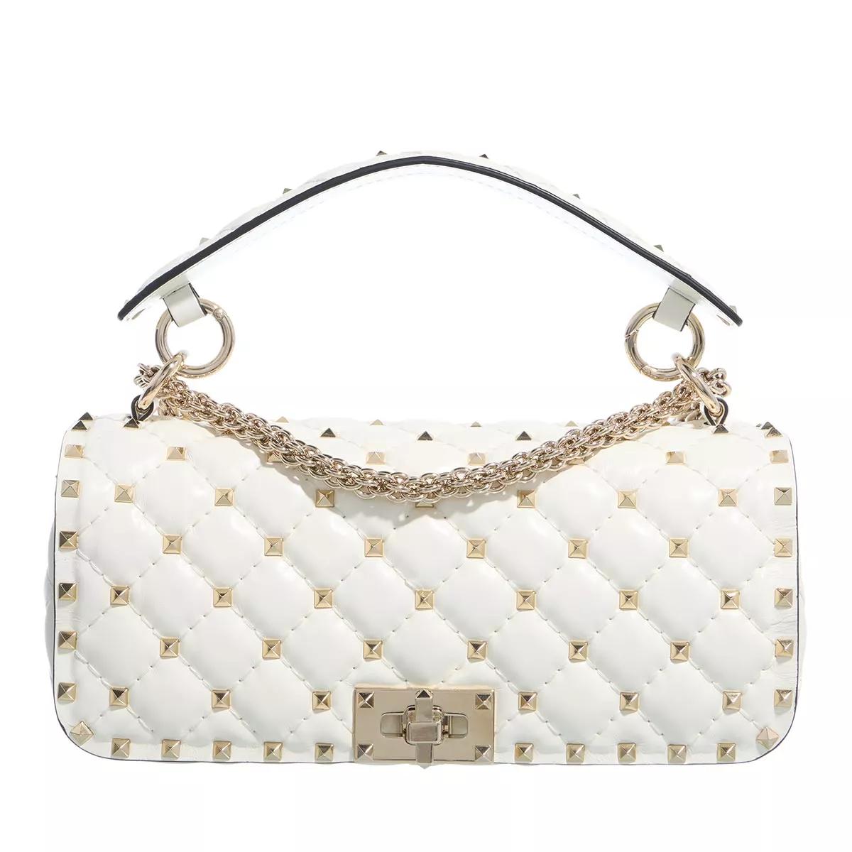 Valentino Garavani Umhängetasche - Rockstud Shoulder Bag - Gr. unisize - in Creme - für Damen von Valentino Garavani