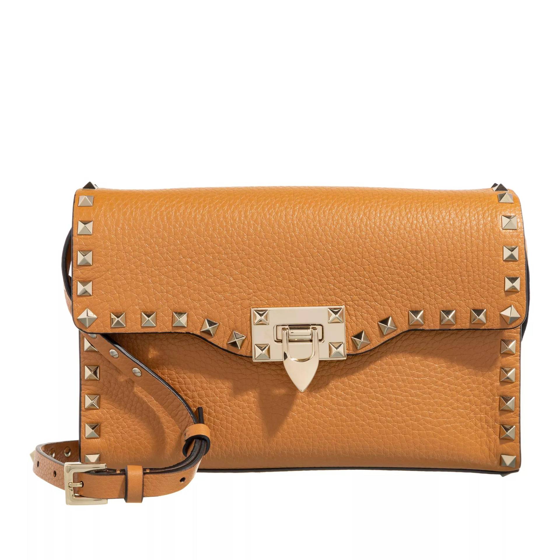 Valentino Garavani Umhängetasche - Rockstud Small Grainy Leather Crossbody Bag - Gr. unisize - in Braun - für Damen von Valentino Garavani