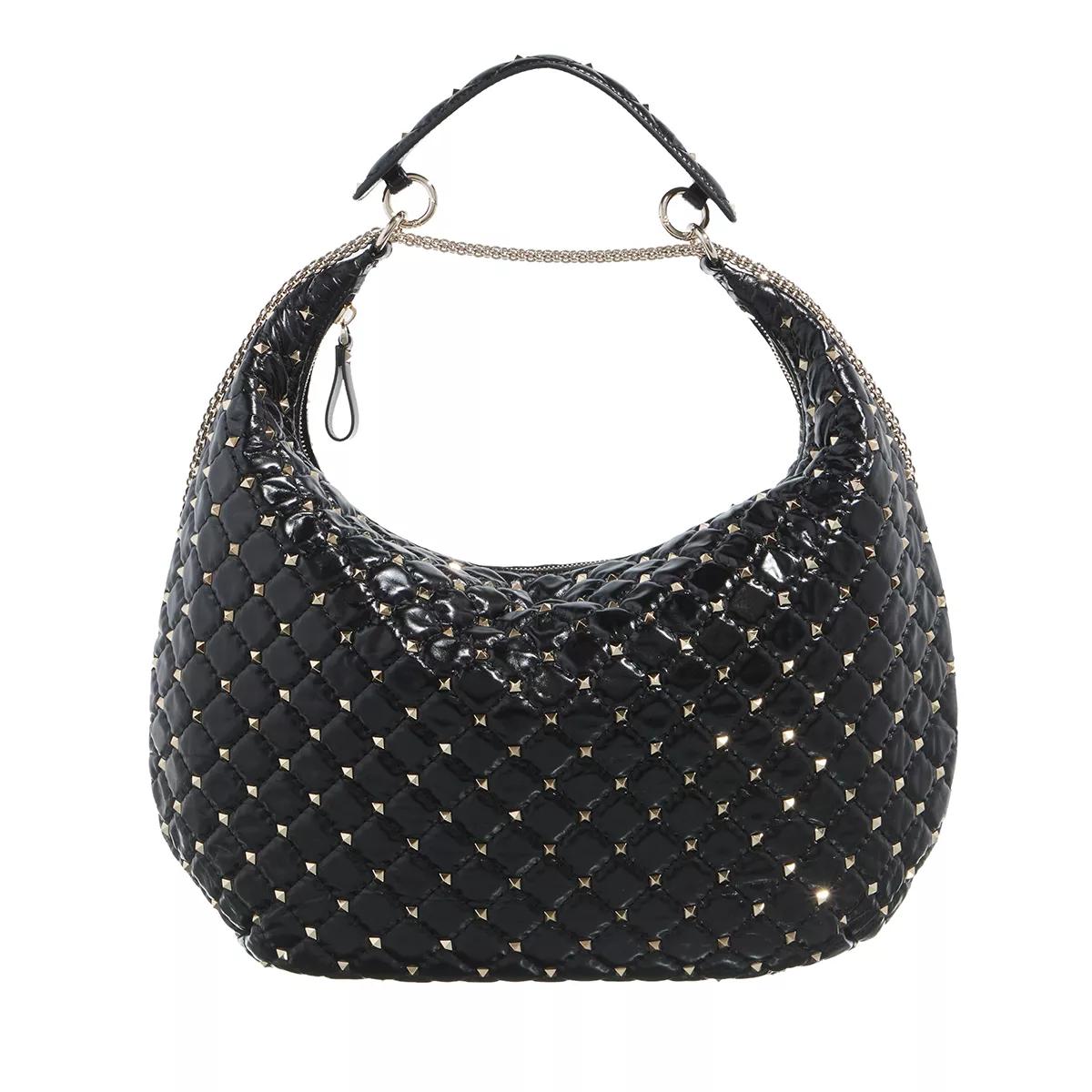 Valentino Garavani Umhängetasche - Rockstud Spike Hobo Bag - Gr. unisize - in Schwarz - für Damen von Valentino Garavani