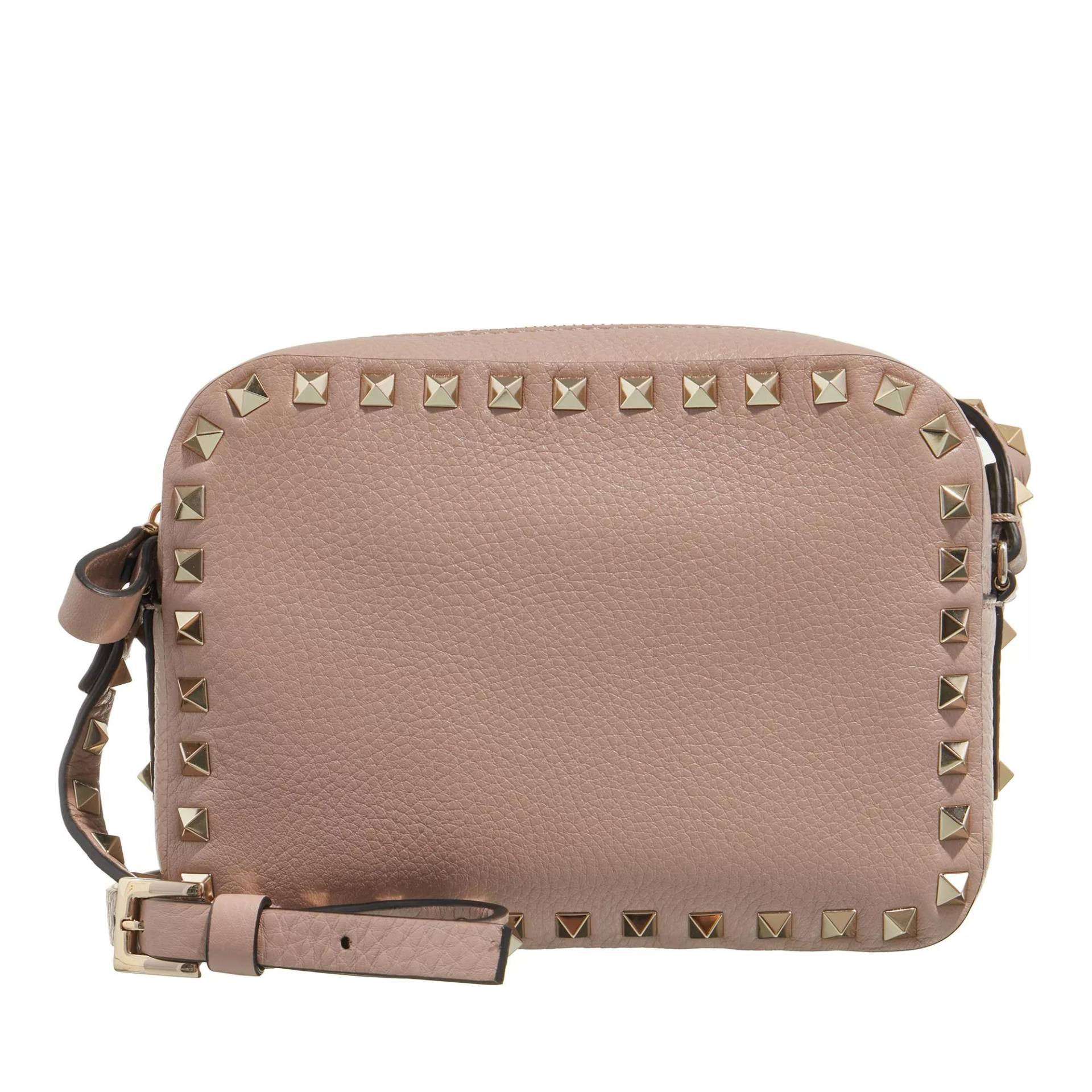 Valentino Garavani Umhängetasche - Rockstud Strapped Crossbody Bag - Gr. unisize - in Taupe - für Damen von Valentino Garavani