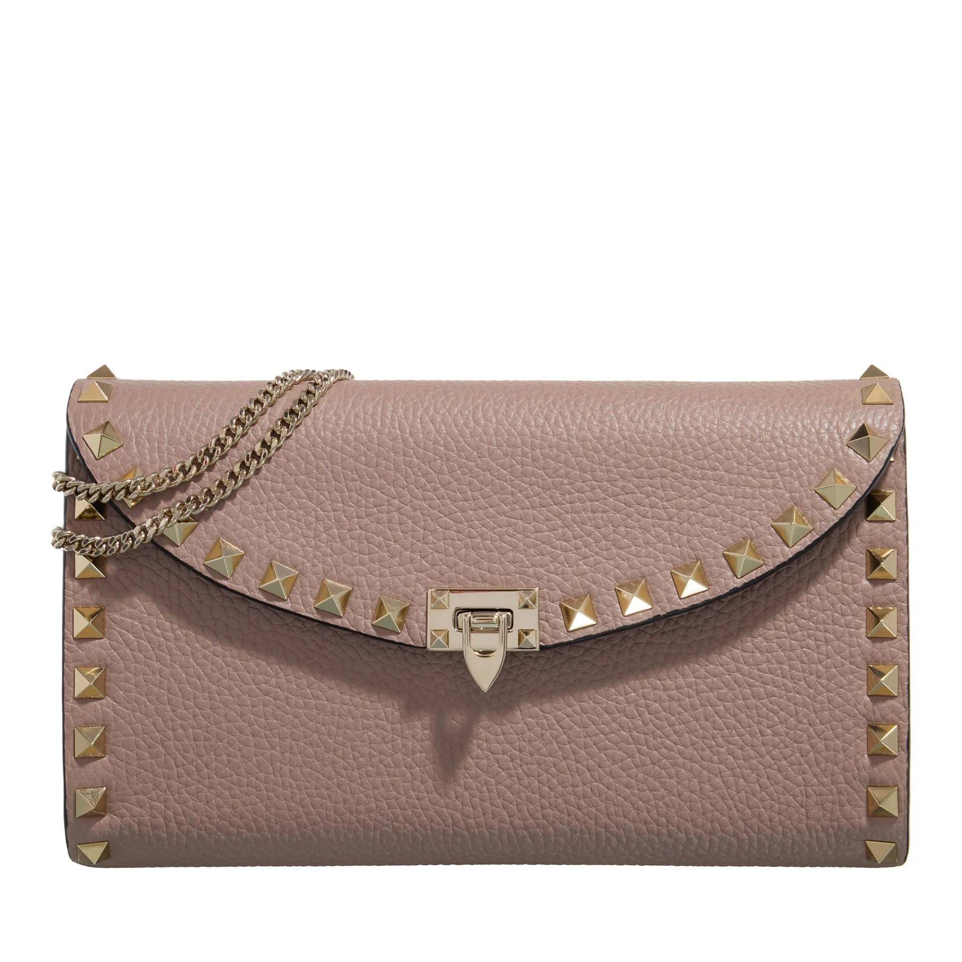 Valentino Garavani Umhängetasche - Rockstud Wallet W/Strap - Gr. unisize - in Taupe - für Damen von Valentino Garavani