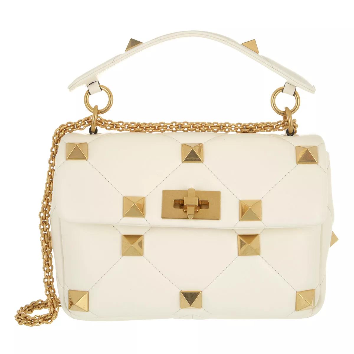 Valentino Garavani Umhängetasche - Roman Stud Medium Crossbody Bag Leather Rose - Gr. unisize - in Creme - für Damen von Valentino Garavani