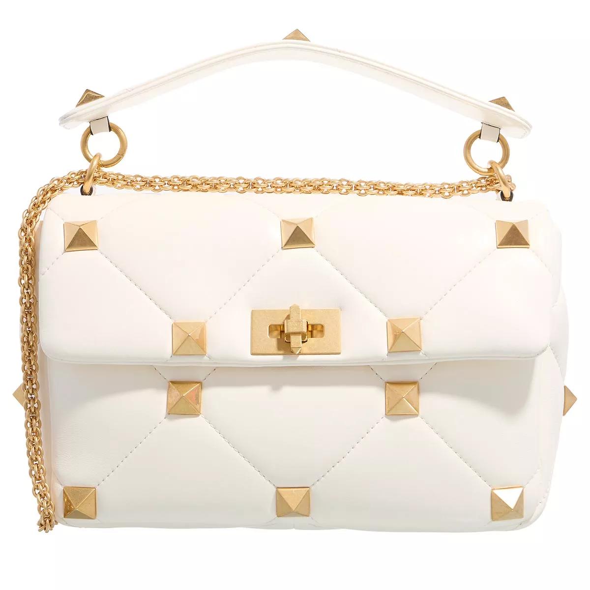 Valentino Garavani Umhängetasche - Roman Stud Quilted Crossbody Bag - Gr. unisize - in Creme - für Damen von Valentino Garavani