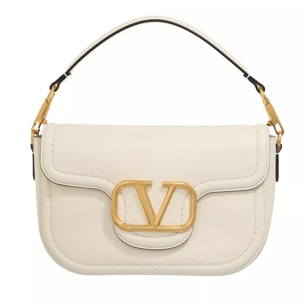 Valentino Garavani Umhängetasche - Shoulder Bag Alltime Brass Logo - Gr. unisize - in Creme - für Damen von Valentino Garavani