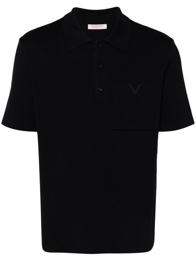 Valentino Garavani V Detail ribbed polo shirt - Blue von Valentino Garavani