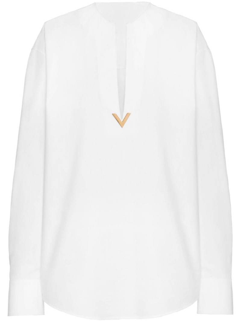 Valentino Garavani V Gold poplin top - White von Valentino Garavani