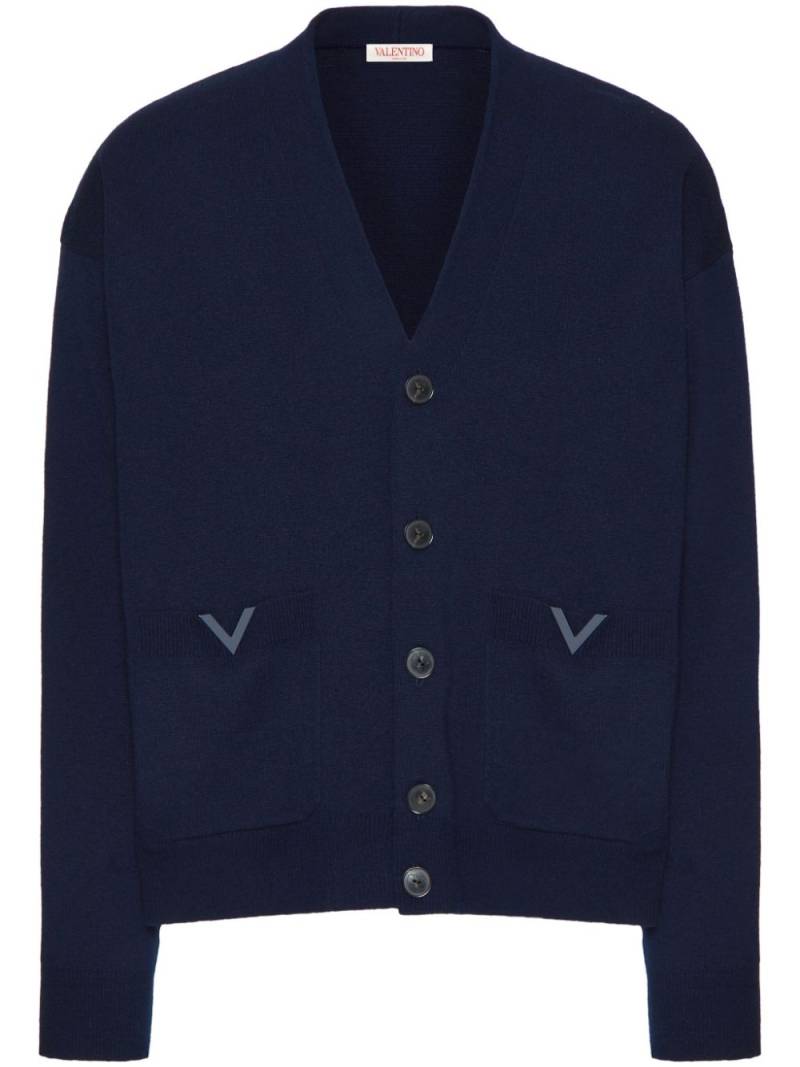 Valentino Garavani V-detail wool cardigan - Blue von Valentino Garavani