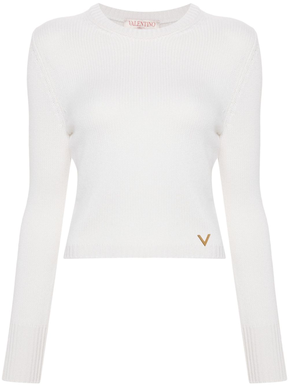 Valentino Garavani V-logo cashmere jumper - White von Valentino Garavani