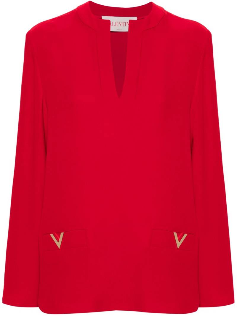 Valentino Garavani V-logo silk blouse - Red von Valentino Garavani