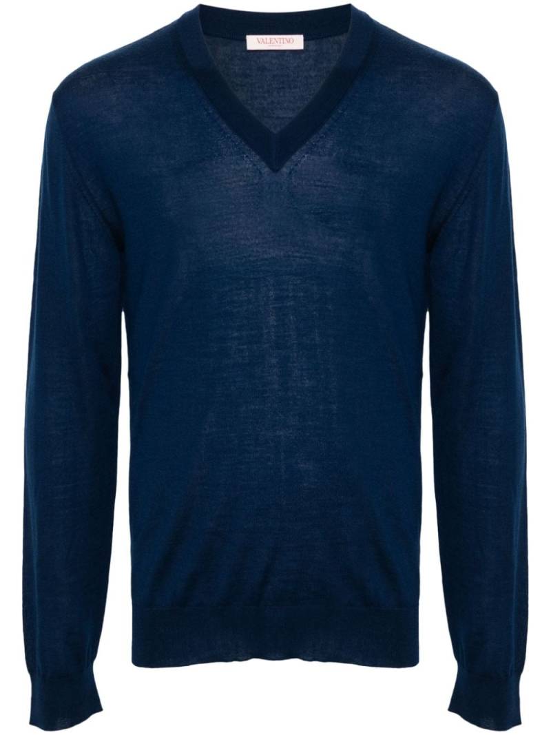 Valentino Garavani V-neck virgin-wool jumper - Blue von Valentino Garavani