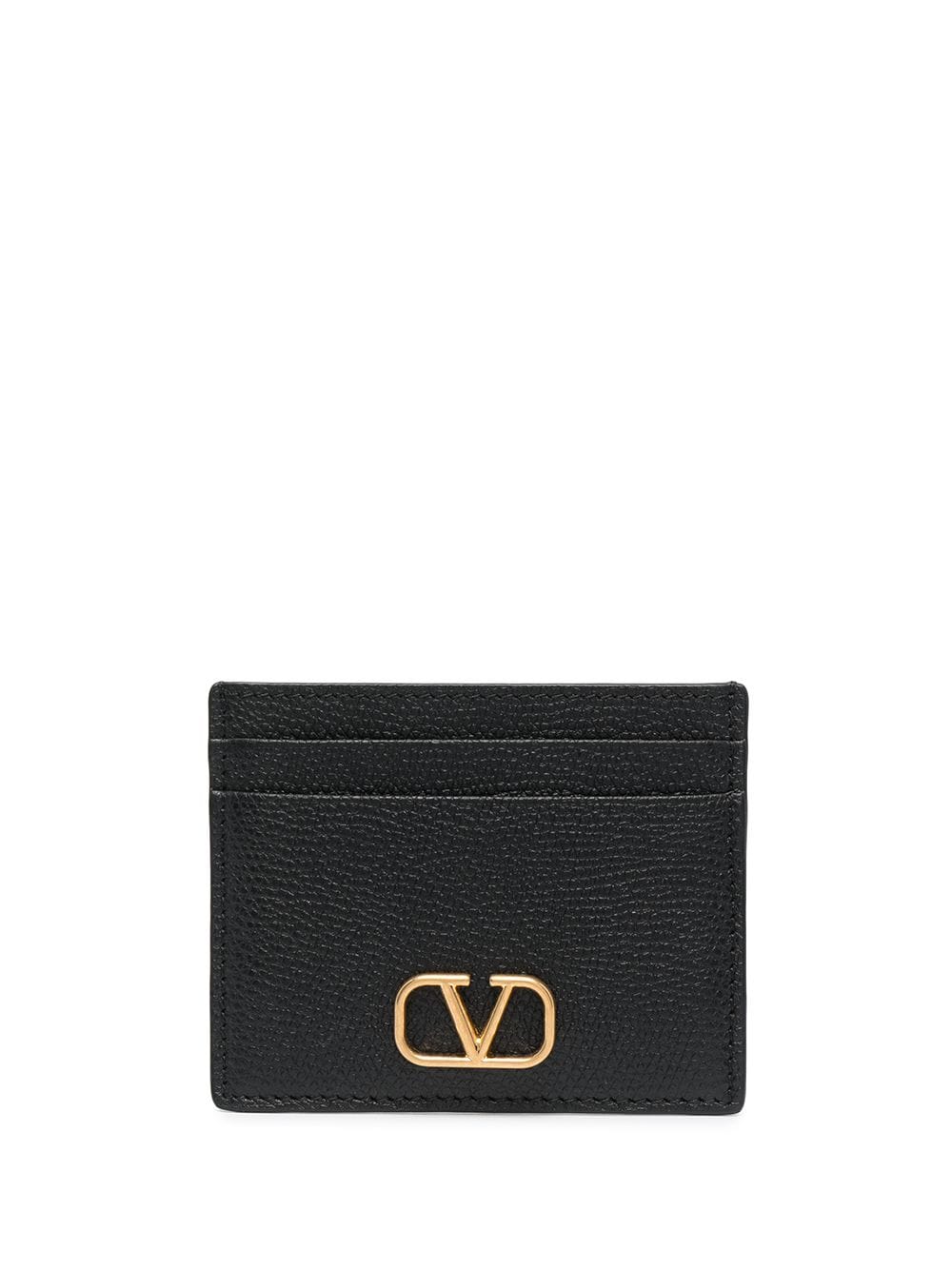 Valentino Garavani VLogo Signature leather cardholder - Black von Valentino Garavani