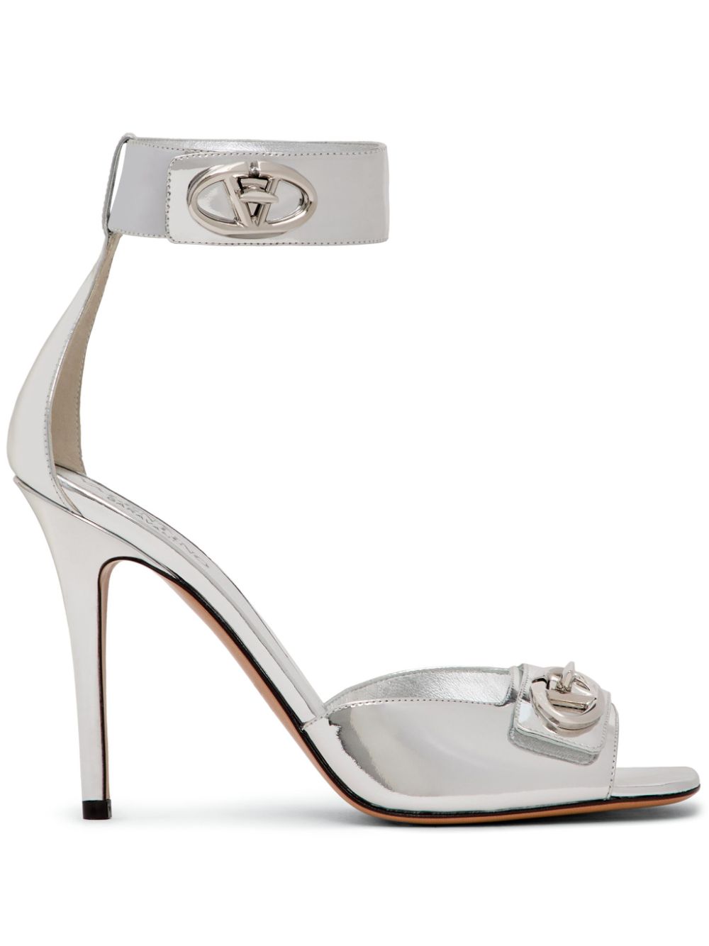 Valentino Garavani VLogo 100mm leather sandals - Silver von Valentino Garavani