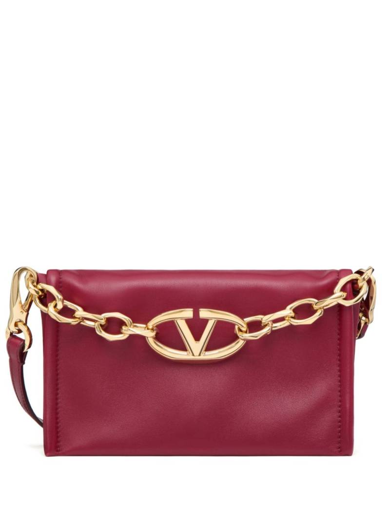 Valentino Garavani VLogo Chain leather clutch bag - Red von Valentino Garavani