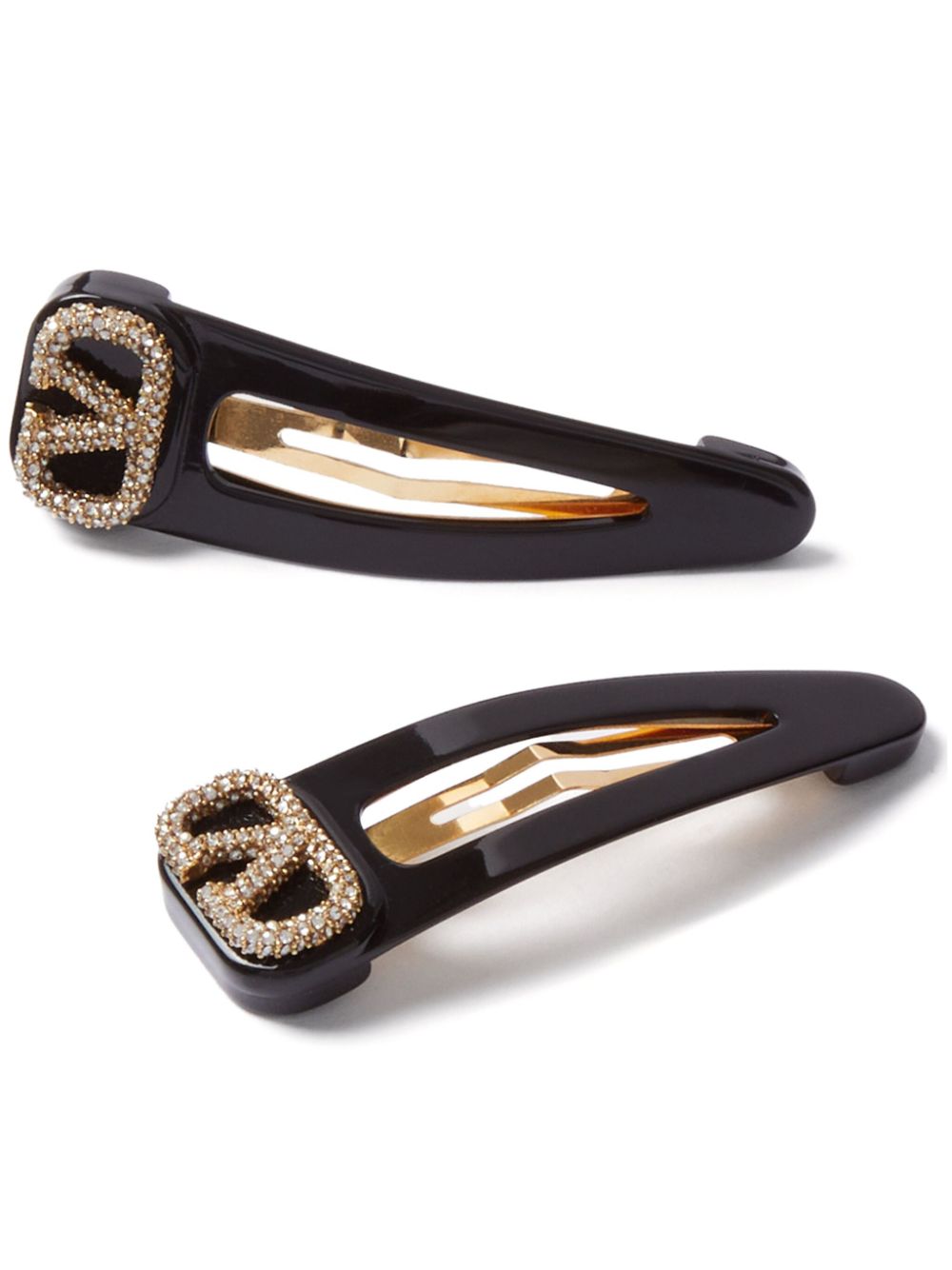 Valentino Garavani VLogo Signature crystal hair clips - Black von Valentino Garavani