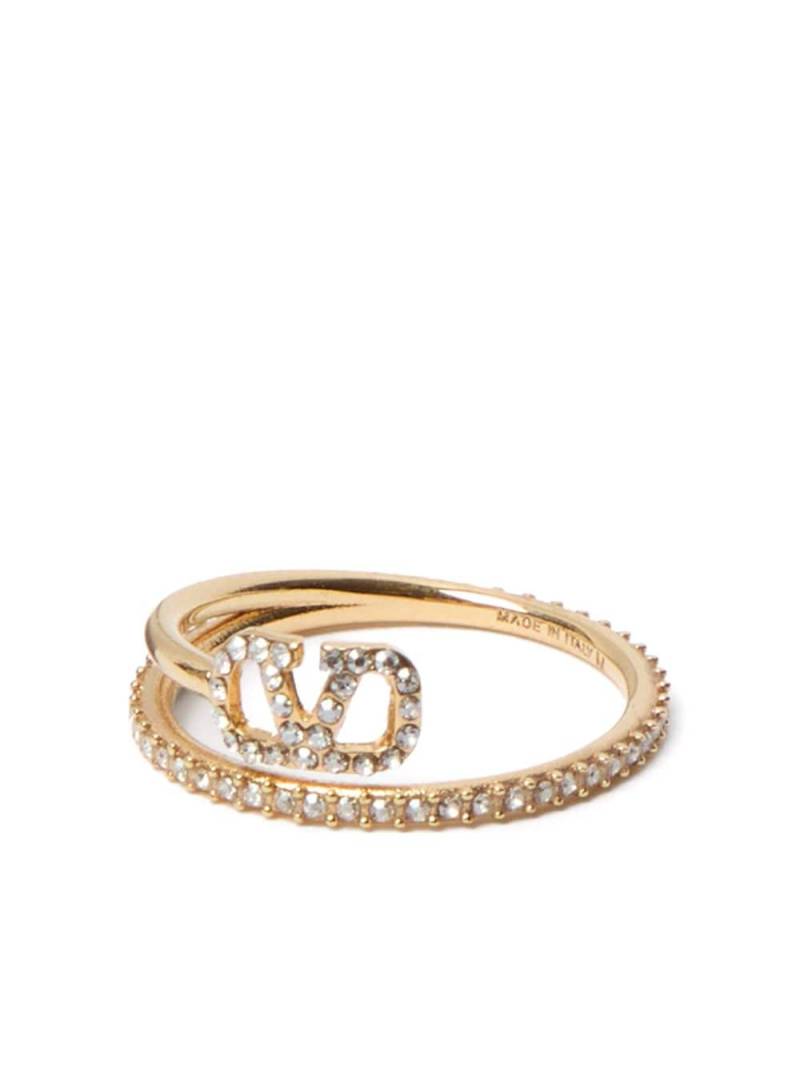 Valentino Garavani VLogo Signature crystal ring - Gold von Valentino Garavani