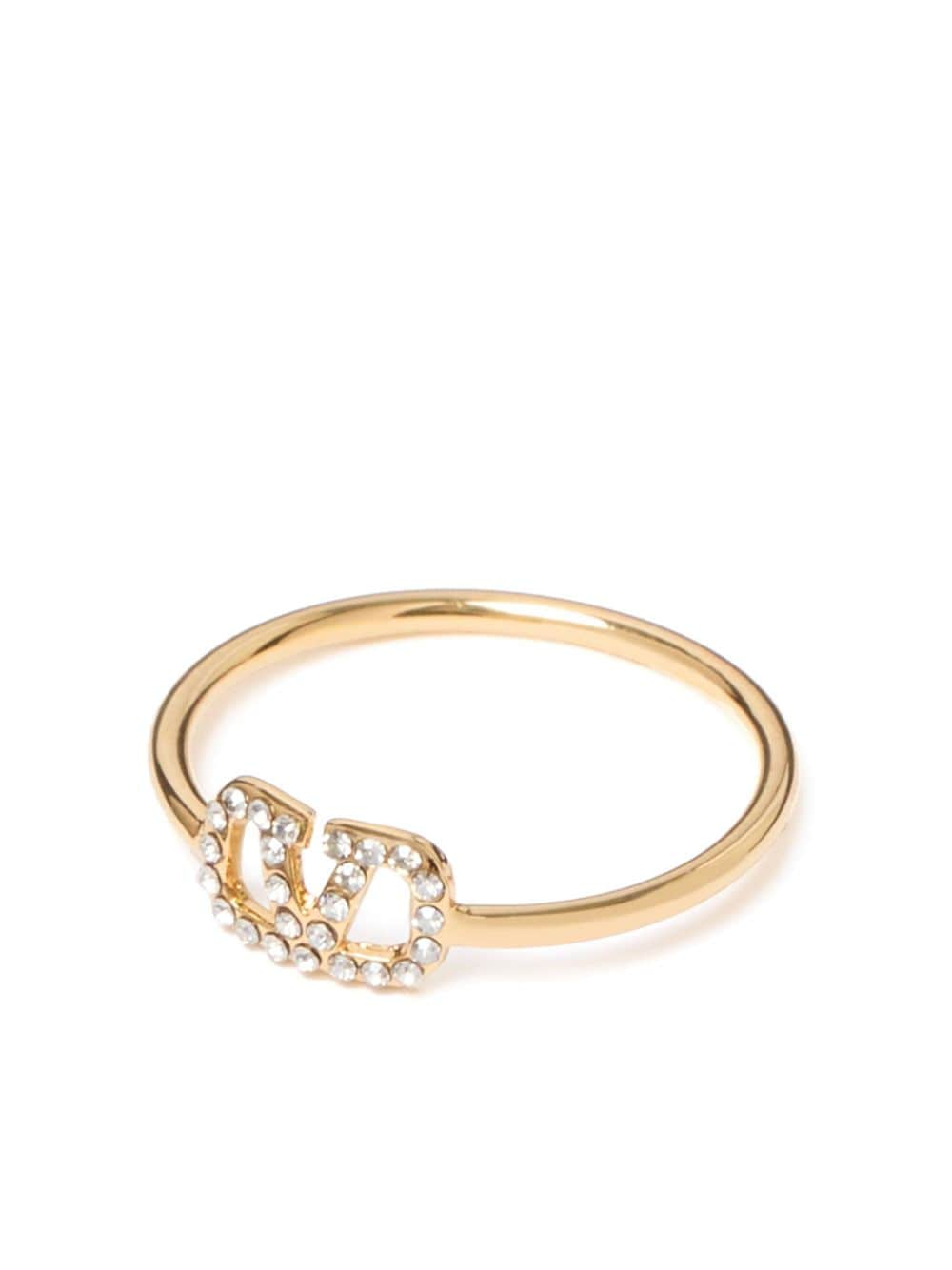 Valentino Garavani VLogo Signature crystal ring - Gold von Valentino Garavani