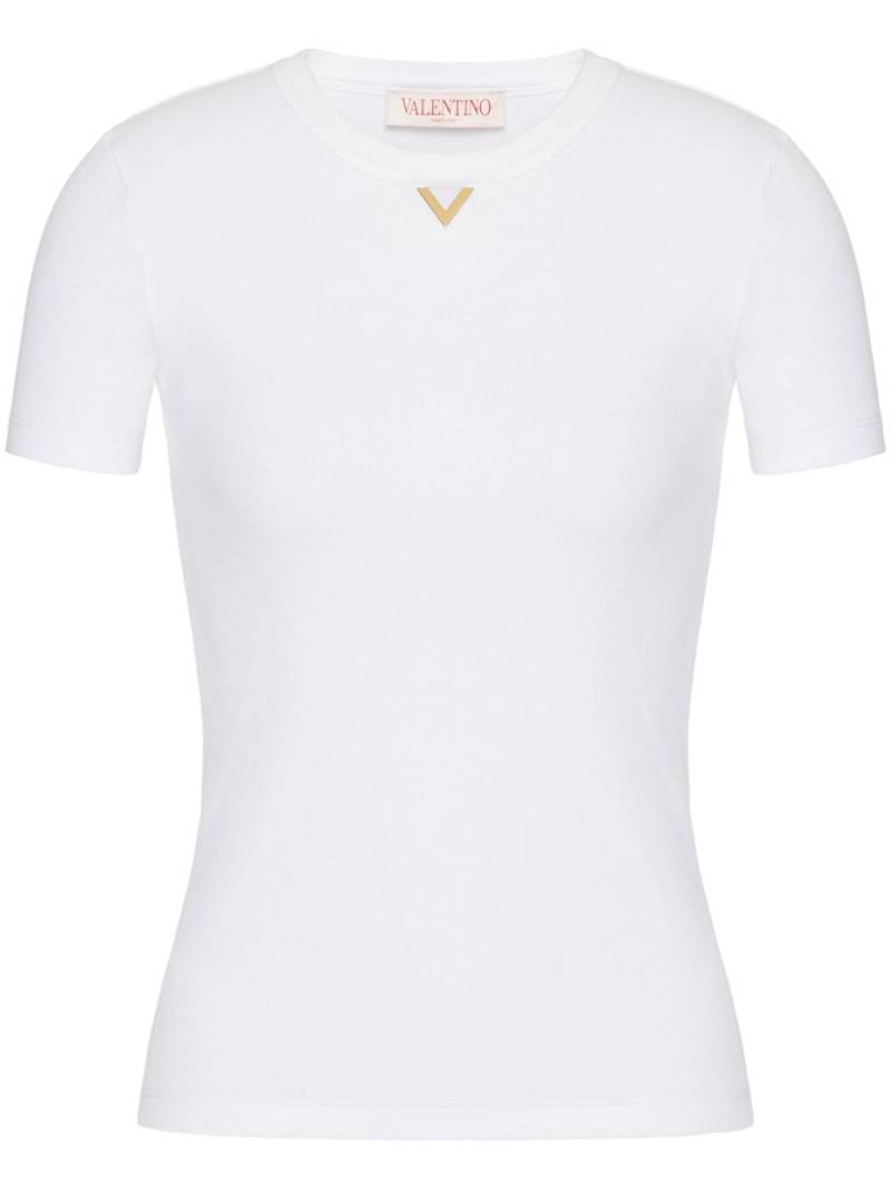 Valentino Garavani VGold ribbed cotton T-shirt - White von Valentino Garavani