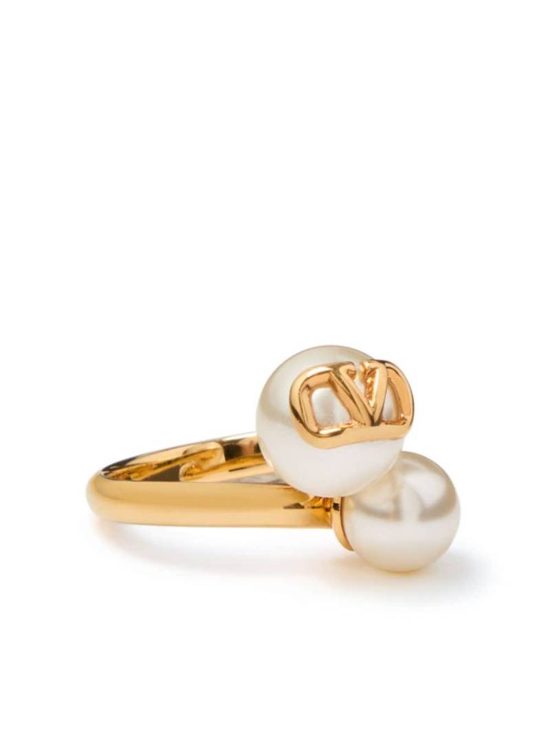 Valentino Garavani VLogo Signature faux-pearl ring - Gold von Valentino Garavani