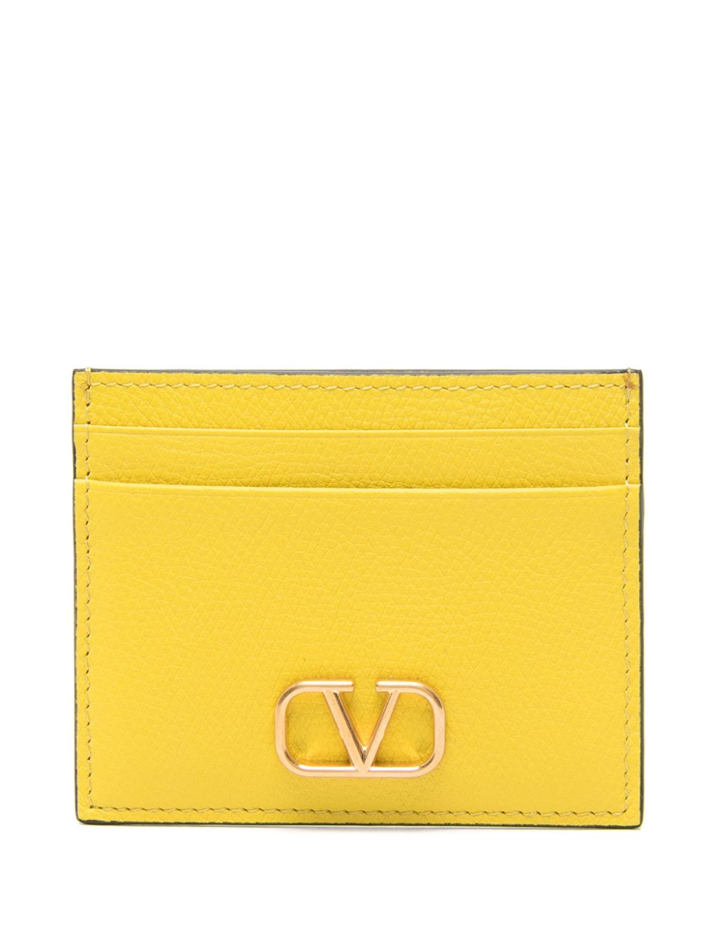 Valentino Garavani VLogo Signature leather card holder - Yellow von Valentino Garavani