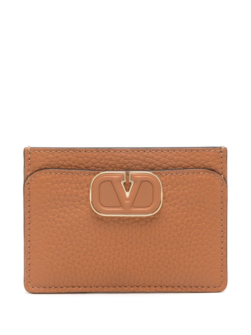 Valentino Garavani VLogo Signature leather cardholder - Brown von Valentino Garavani